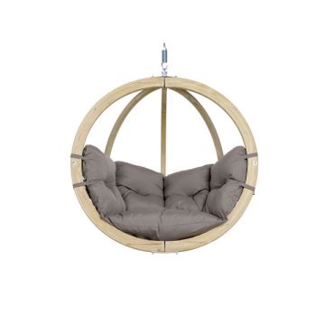 Fauteuil suspendu Globo Taupe - Amazonas - Bois et tissus - 121 x 118 x 69 cm