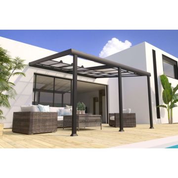Pergola adossée Athezza - Couleurs du Monde - 3,5 X 4 m - Aluminium