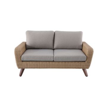 Canapé 2 pl - Royal Riviera - MWH - Résine tressée coussins gris