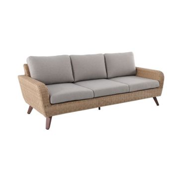 Canapé 3 pl - Royal Riviera - MWH - Résine tressée coussins gris