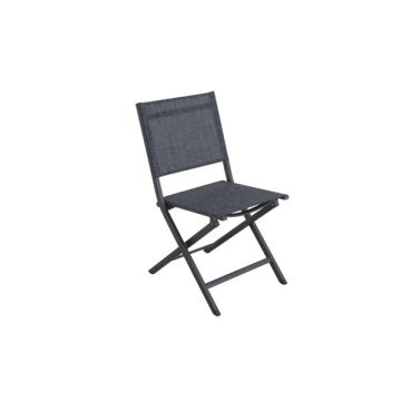 Chaise pliante, structure aluminium, toile polyester/PVC - Anthracite chiné