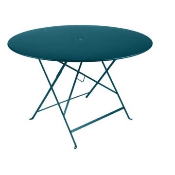 Table pliante Bistro - Fermob -  Ø 117 cm H 74 cm - Métal - Bleu acapulco