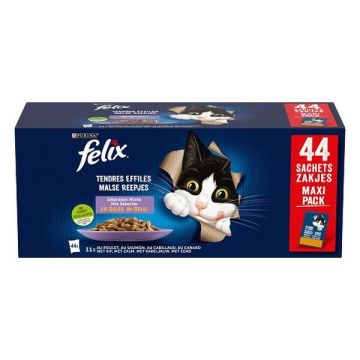 PATEE POUR CHAT ADULTE EN GELEE -TENDRE EFFILES - SELECTION MIXTE -FELIX - 44 x 85 g