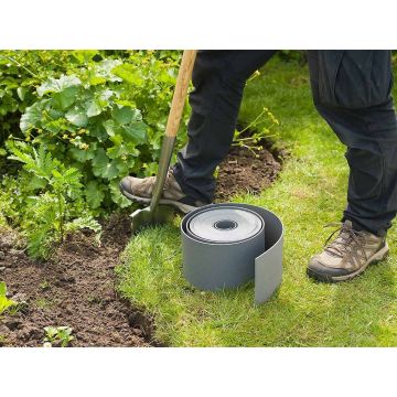 Bordure de jardin - PE recyclé, épaisseur 3 mm, gris - H7,5 cm x 10 m