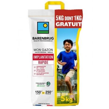 Gazon Implantation Rapide - Barenbrug -5 kg dont 1 kg gratuit