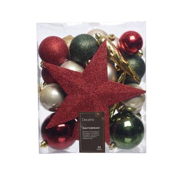 Kit décorations de sapin - Vert et rouge
