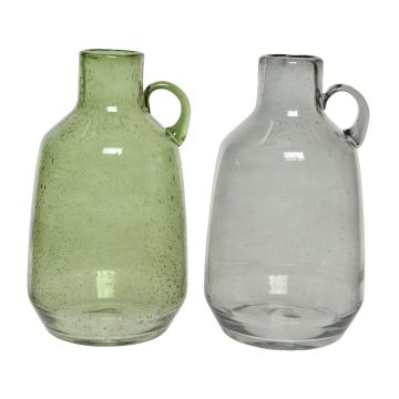 Vase en verre recyclé - vert, gris - H22 cm
