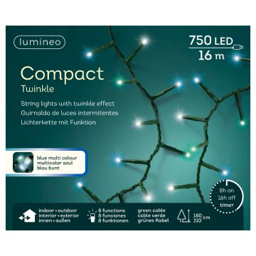 Guirlande - Micro-LED - Bleu - 16 m - Câble vert