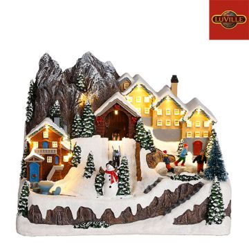 Village de montagne lumineux - 32,5 X 21,5 X 24 cm