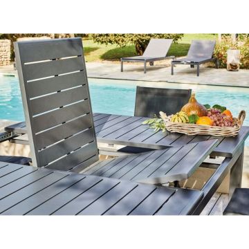 Table Genes extensible - Proloisirs - Gris - 140 x 140/200 cm