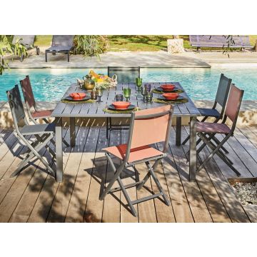 Table Genes extensible - Proloisirs - Gris - 140 x 140/200 cm