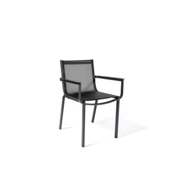 Fauteuil aluminium/ textilène - Arcane - Noir