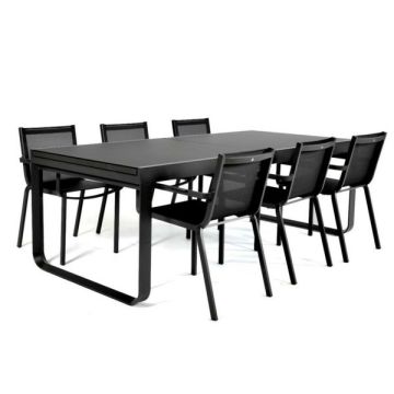 Table extension automatique - 190-250cm- Aluminium/verre - gris