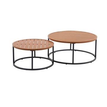 Lot de 2 tables basses Rondo - MWH - Anthracite/bois