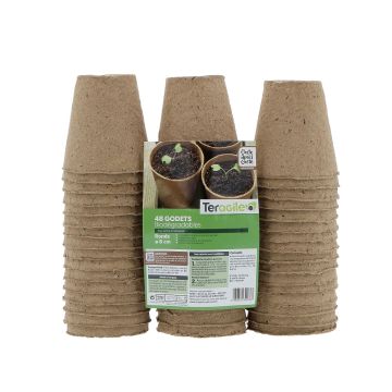 Godets ronds biodégradables - Teragile - Ø 8 - Lot de 48 pots