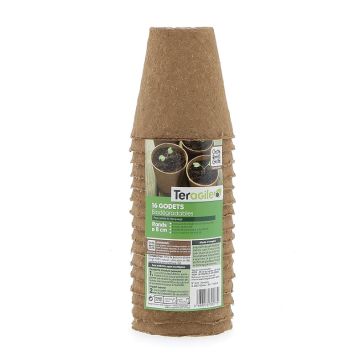 Godets ronds biodégradables - Teragile - Ø 8 - Lot de 16 pots
