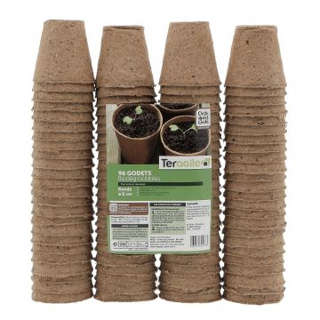 Godets ronds biodégradables - Teragile - Ø 6 - Lot de 96 pots 