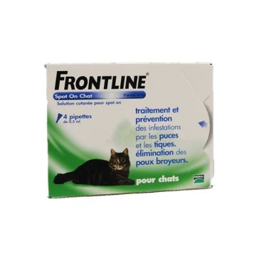 Frontline Spot On x 4 pour chat - Traitement, prévention et élimination de puces, tiques et poux