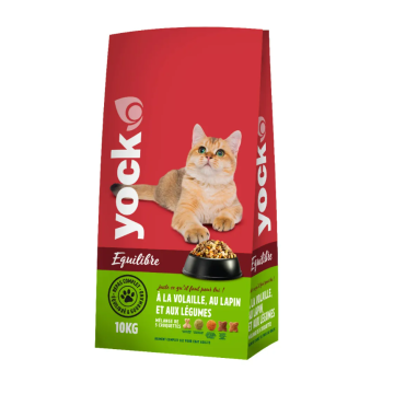 Croquettes Yock Equilibre pour chat - Volailles, lapins et légumes - 10 kg