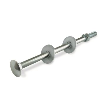 Boulon TRCC avec rondelle - Tête ronde - Collet carré - En acier zingué - M10 x 120 mm - 1 pièce