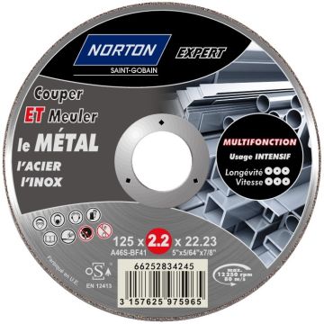 Disque de tronçonnage multifonction NORTON EXPERT - Ø 125 x 2.2 x 22.23 mm 