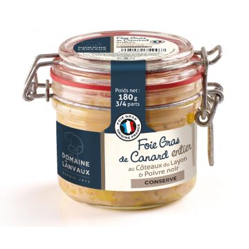 Foie Gras de Canard entier - Domaine de Lanvaux - Au Côteaux du Layon et Poivre noir - 180 g
