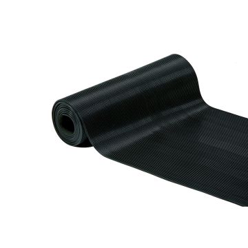 Rouleau caoutchouc - Fines stries - Noir - 1 x 10 m - Ep. 3 mm