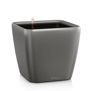 Pot Quadro LS 28 - All in One Set - Lechuza - 28 x28 x h 26 cm - Anthracite métallisé