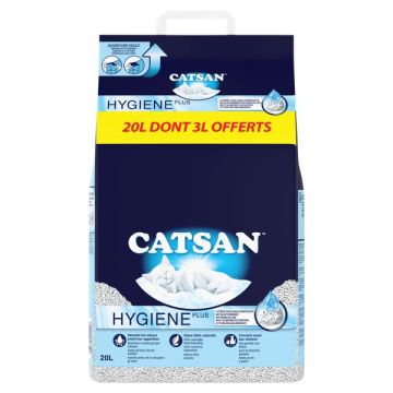Litière hygiène Catsan - 20 litres dont 3 L gratuits