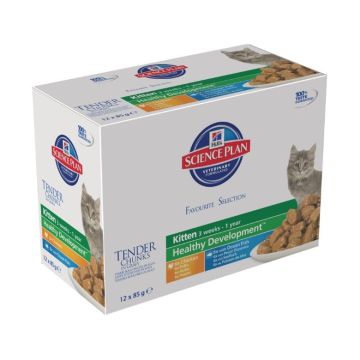Aliment chat Science Plan Feline Kitten Multipack 2 saveurs - Hill's - 12 x 85 g