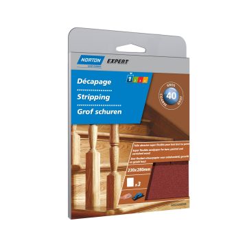 Feuilles abrasives anti-encrassement Grain 40 NORTON EXPERT - 23 x 20 cm