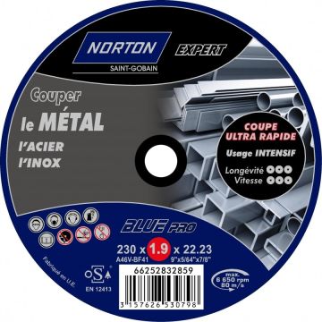 Meules de tronçonnage NORTON EXPERT - Ø 230 x 1.9 x 22.23 mm