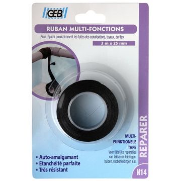 Ruban multifonctions - GEB - Noir - 3 m x 25 mm 
