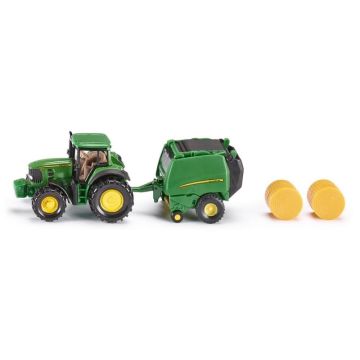 Tracteur John Deere avec presse - Siku - 164