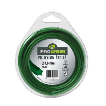 Fil nylon étoilé - Progreen - vert - Ø 1.6mm x 15m