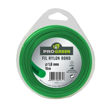 Fil Nylon rond - Progreen - vert fluo - Ø 1.6mm x 15m