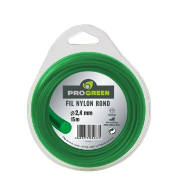 Fil Nylon rond - Progreen - vert fluo - Ø 2.4mm x 15m