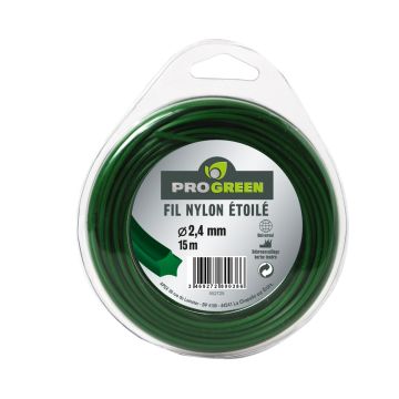 Fil Nylon étoilé - Progreen - vert - Ø 2.4mm x 15m 