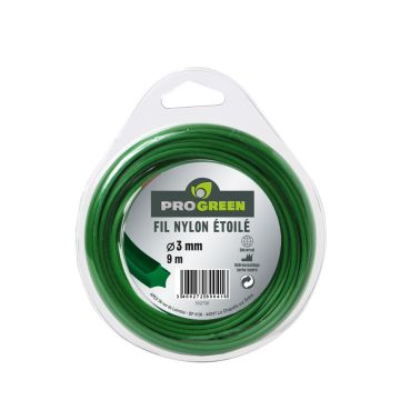 Fil Nylon étoilé - Progreen - vert - Ø 3mm x 9m 