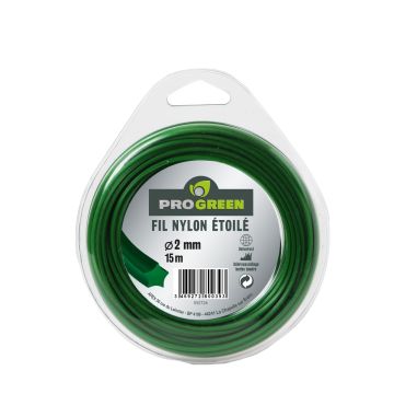 Fil Nylon étoilé - Progreen - vert - Ø 2mm x 15m 