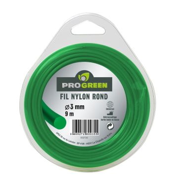 Fil Nylon rond - Progreen - vert fluo - Ø 3mm x 9m