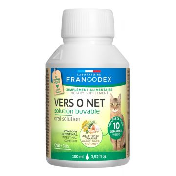 Vers O Net, solution buvable - Francodex - Pour chats et chatons - Flacon de 150ml