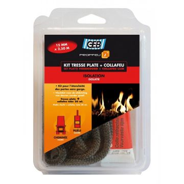 Kit tresse plate + collafeu étanchéité thermique PROPFEU - GEB - 15 mm x 2.5 m 