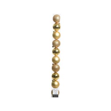 Tube de 10 boules - Or - Plastique
