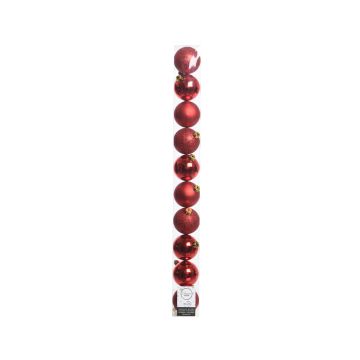 Tube de 10 boules - Rouge - Plastique
