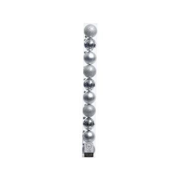 Tube de 10 boules - Argent - Plastique