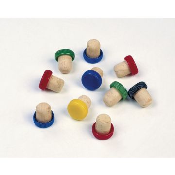 Bouchon liège tête plastique - Duhalle - Multicolores - Lot de 10
