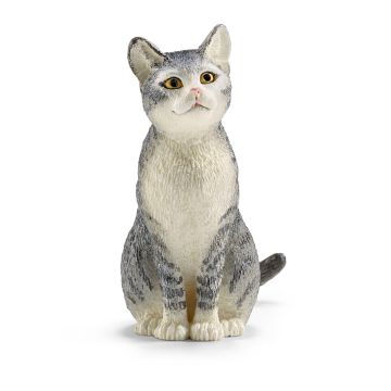 Figurine Chat assis - Schleich - Gris - 2.5 x 3.8 x 4.5 cm