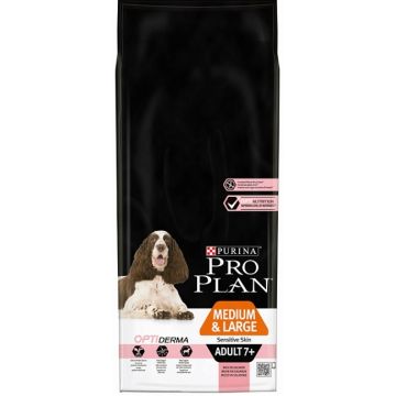 Croquette pour chiens adult 7+ medium & large sensitive skin Optiderma - Proplan - saumon - 14 kg