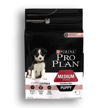 Croquette pour chiens Medium puppy sensitive skin Optiderma - Proplan - saumon - 3 kg